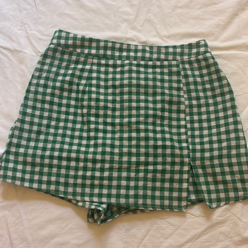 Checkered print skort